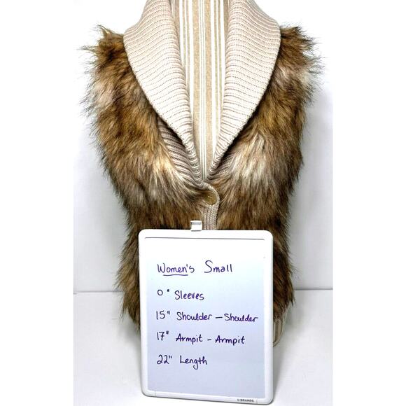 Ann Taylor Sweater Vest Womens Small-Merino Wool & Cashmere Faux Fur Cream - Picture 5 of 8
